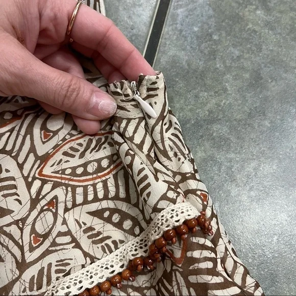 Sangria Womens Sz 12 Silk Dress Beaded Floral Boho Cottagecore Y2K Phoebe Buffay - Picture 9 of 12